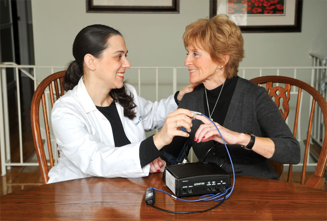 Stratford VNA administers a diagnostic test on a patient at home
